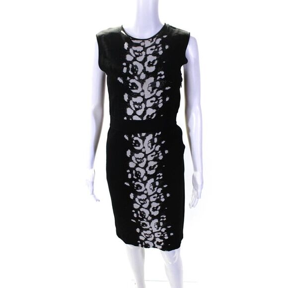 Giambattista Valli Womens Black Printed Crew Neck Sleeveless Shift Dress Size S - Picture 1 of 8